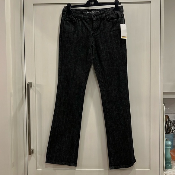 NWT Michael Kors dark grey flared midrise jeans with black rhinestone pockets - Picture 1 of 10